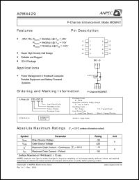 APM4429KC-TRL datasheet: 30 V, P-channel enhancement mode MOSFET APM4429KC-TRL