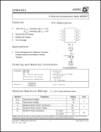 APM4463KC-TU datasheet: 20 V, P-channel enhancement mode MOSFET APM4463KC-TU
