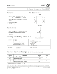 APM4800KC-TU datasheet: 30 V, N-channel enhancement mode MOSFET APM4800KC-TU