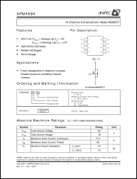 APM4890KC-TR datasheet: 30 V, N-channel enhancement mode MOSFET APM4890KC-TR