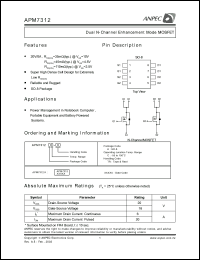 APM7312KC-TR datasheet: 20 V, N-channel dual enhancement mode MOSFET APM7312KC-TR