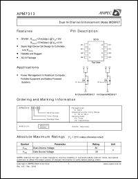 APM7313KC-TU datasheet: 30 V, N-channel dual enhancement mode MOSFET APM7313KC-TU