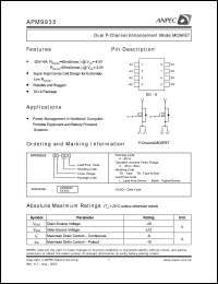 APM9935KC-TUL datasheet: 20 V, dual P-channel enhancement mode MOSFET APM9935KC-TUL