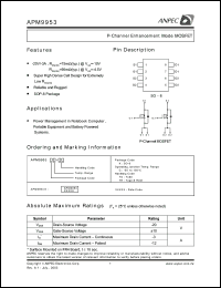 APM9953KC-TU datasheet: 20 V, P-channel enhancement mode MOSFET APM9953KC-TU