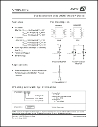 APM9930KC-TR datasheet: 20 V, dual (N-and P-channel) enhancement mode MOSFET APM9930KC-TR