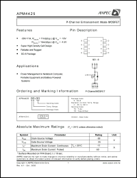 APM4425KC-TU datasheet: 30 V, P-channel enhancement mode MOSFET APM4425KC-TU