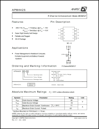 APM4425KC-TR datasheet: 30 V, P-channel enhancement mode MOSFET APM4425KC-TR