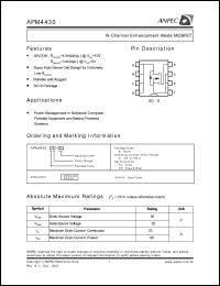 APM4430KC-TU datasheet: 30 V, N-channel enhancement mode MOSFET APM4430KC-TU