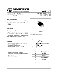 ADB18PS datasheet: AUTOPROTECTED DIODE BRIGE - (ASD) ADB18PS