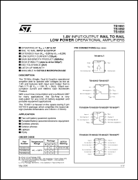 TS1852 datasheet: 1.8V, INPUT/OUTPUT RAIL TO RAIL LOW POWER OP-AMPS TS1852