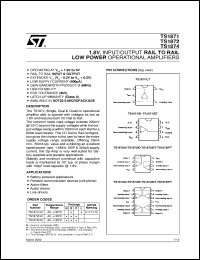TS1871 datasheet: 1.8V, INPUT/OUPUT RAIL TO RAIL LOW POWER OP-AMPS TS1871