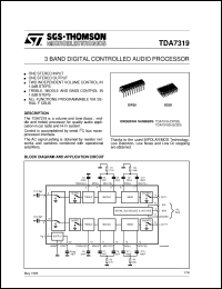 TDA7319 datasheet: 3 BAND DIGITAL CONTROLLED AUDIO PROCESSOR TDA7319