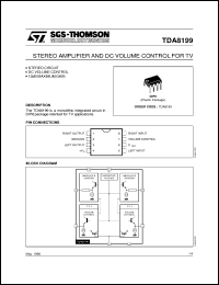 TDA8199 datasheet: STEREO AMPLIFIER AND DC VOLUME CONTROL FOR TV TDA8199
