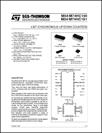 M74HC191 datasheet: 4 BIT SYNCHRONOUS UP/DOWN COUNTERS M74HC191