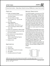 APW7060KC-TR datasheet: Dual controller-step synchronous PWM and linear controller APW7060KC-TR