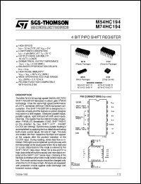 M74HC194 datasheet: 4 BIT PIPO SHIFT REGISTER M74HC194