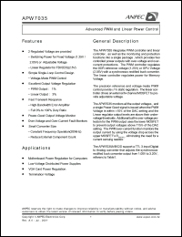 APW7035-12KC-TU datasheet: 1.25 V,advanced PWM and linear power controller APW7035-12KC-TU