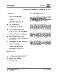 APW3007-13KC-TR datasheet: 1.3 V,advanced dual PWM and dual linear power controller APW3007-13KC-TR