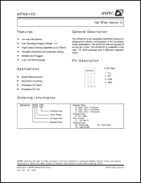 APX9140BEE-PB datasheet: 3 V, hall effect sensor IC APX9140BEE-PB