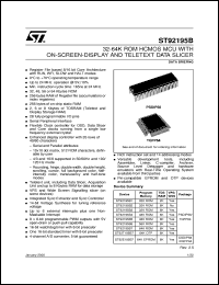 ST92195 datasheet: 8/16-BIT MICROCONTROLLER (MCU) WITH 32-64K ROM, ON-SCREEN-DISPLAY & TELETEXT DATA SLICER, SDIP56, TQFP64 ST92195