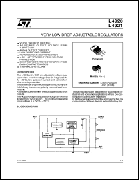 L4921 datasheet: VERY LOW DROP ADJUSTABLE REGULATORS L4921