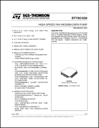 ST75C520 datasheet: HIGH SPEED FAX MODEM DATA PUMP ST75C520