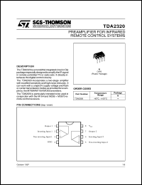 TDA2320 datasheet: PREAMPLIFIER FOR INFRARED REMOTE CONTROL SYSTEMS TDA2320