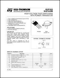 BUF420M datasheet: HIGH VOLTAGE FAST-SWITCHING NPN POWER TRANSISTORS BUF420M