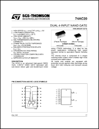 74AC20 datasheet: DUAL 4-INPUT NAND GATE 74AC20