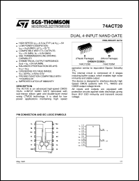 74ACT20 datasheet: DUAL 4-INPUT NAND GATE 74ACT20