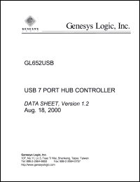 GL652USB datasheet: 5 V, USB 7 port HUB controller GL652USB