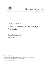 GL811USB datasheet: 3.6 V,  USB 2.0 to ATA/ATAPI bridge controller GL811USB