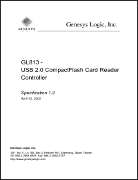 GL813 datasheet: 3.6 V,  USB 2.0 compact flash card reader controller GL813
