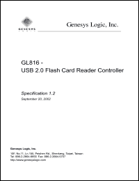 GL816 datasheet: 3.6 V,  USB 2.0 compact flash card reader controller GL816