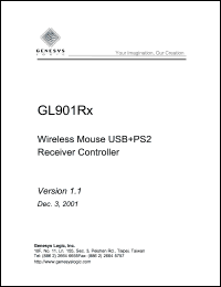 GL901RX datasheet: 3.3 V,  wireless mouse USB+PS2 receiver controller GL901RX