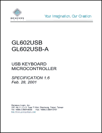 GL602USB datasheet: 3.6 V,  USB keyboard microcontroller GL602USB