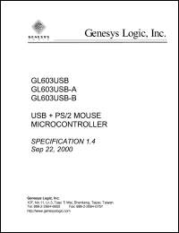 GL603USB datasheet: 3.6 V,  USB+PS/2 mouse microcontroller GL603USB