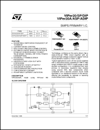 VIPER20DIP datasheet: SMPS PRIMARY I.C. VIPER20DIP