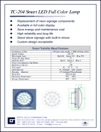 TC-204 datasheet: Smart LED full color lamp TC-204