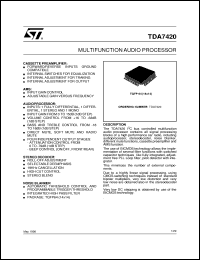 TDA7420 datasheet: MULTIFUNCTION AUDIO PROCESSOR TDA7420