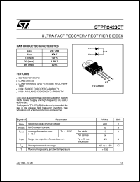 STPR2420CT datasheet: ULTRA FAST RECOVERY RECTIFIER DIODES STPR2420CT