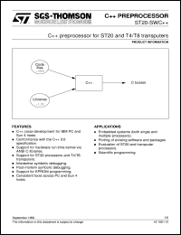 ST20-SWC++/PC datasheet: C++ PREPROCESSOR FOR ST20 ST20-SWC++/PC