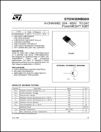 STGW20NB60H datasheet: N-CHANNEL 20A - 600V TO-247 POWERMESH IGBT STGW20NB60H