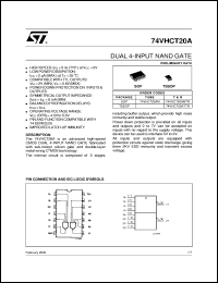 74VHCT20A datasheet: DUAL 4-INPUT NAND GATE 74VHCT20A