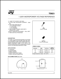 TS821 datasheet: 1.225V MICROPOWER VOLTAGE REFERENCE TS821