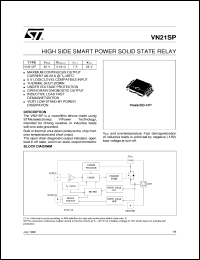 VN21SP datasheet: ISO HIGH SIDE SMART POWER SOLID STATE RELAY VN21SP