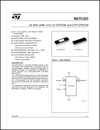 M27C322 datasheet: 32 MBIT (2MB X16) UV EPROM AND OTP EPROM M27C322