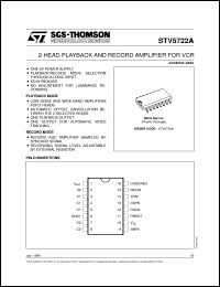 STV5722A datasheet: 2-HEAD PLAYBACK AND RECORD AMPLIFIER FOR VCR STV5722A