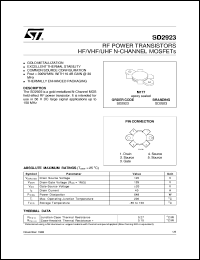 SD2923 datasheet: RF POWER TRANSISTORS HF/VHF/UHF N-CHANNEL MOSFETS SD2923