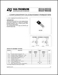 BD237 datasheet: COMPLEMENTARY SILICON POWER TRANSISTORS BD237